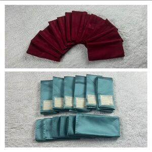 Set of 24 garnet red napkins 17x17, teal‎ cloth jubilee napkins 18x18